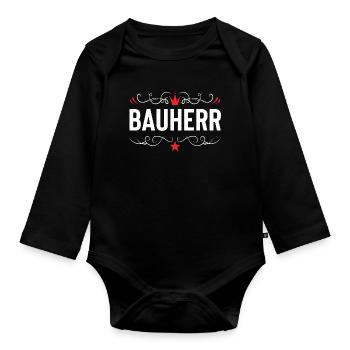 Client House Construction - Organic Longsleeve Baby Bodysuit - black - Front
