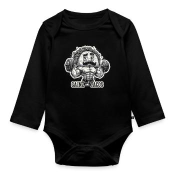 Gains et Tacos Avocat - Body Bébé bio manches longues - noir - Devant