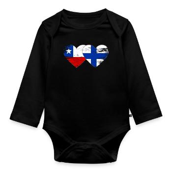 Cœur du drapeau du Chili Finlande - Body Bébé bio manches longues - noir - Devant