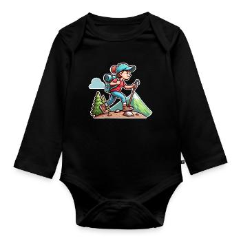 Hiker Hiking - Organic Longsleeve Baby Bodysuit - black - Front