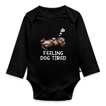 Feeling Dog Tired Rauhaardackel Dackel Teckel - Baby Bio-Langarm-Body - Schwarz - Vorne
