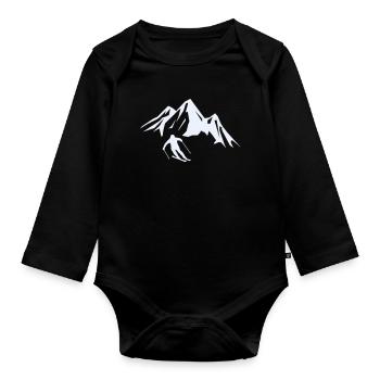 Gipfelabenteuer Skifahrer Silhouette - Baby Bio-Langarm-Body - Schwarz - Vorne