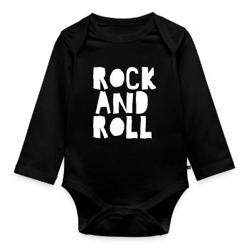 Rock'n'Roll Bold Typografie - Baby Bio-Langarm-Body - Schwarz - Vorne