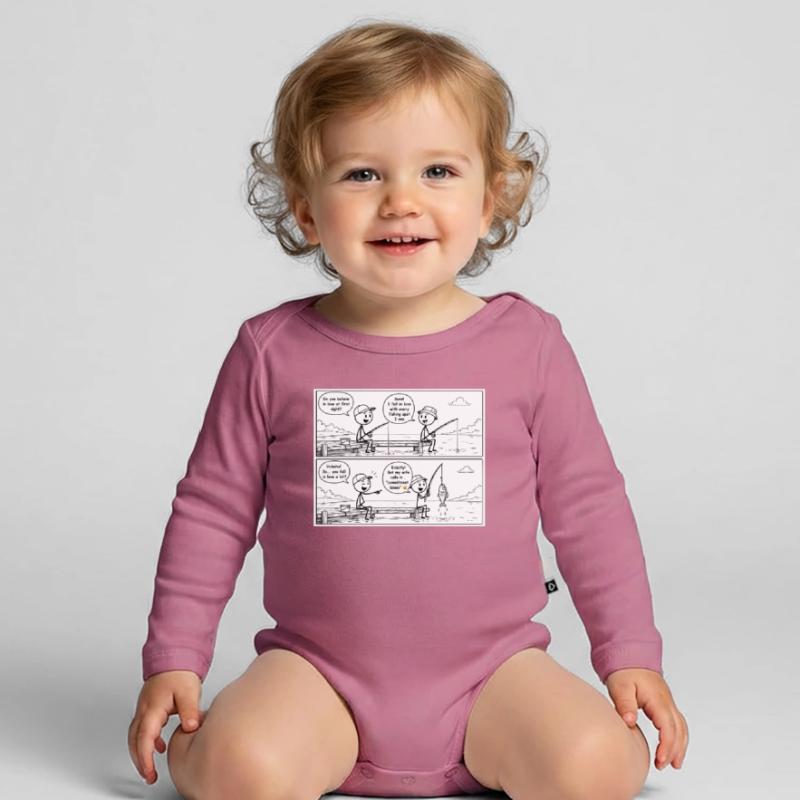 Hooked on Commitment Organic Longsleeve Baby Bodysuit