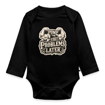 Gym Insider d’abord la pompe, puis les problèmes - Body Bébé bio manches longues - noir - Devant