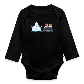 Titanic Lustige Titanic und Berg Free Hug Parodie - Baby Bio-Langarm-Body - Schwarz - Vorne