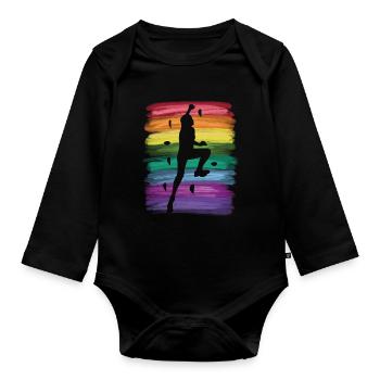 Boulderer Boulder Bouldern - Baby Bio-Langarm-Body - Schwarz - Vorne