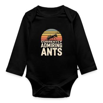 Bewundere Ameisen | Ameisen Humor - Baby Bio-Langarm-Body - Schwarz - Vorne