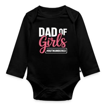 Papa des filles en infériorité numérique Papa fille - Body Bébé bio manches longues - noir - Devant