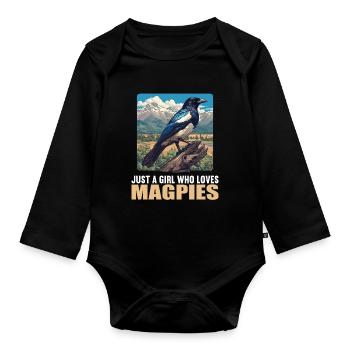 Magpies Magpie - Organic Longsleeve Baby Bodysuit - black - Front