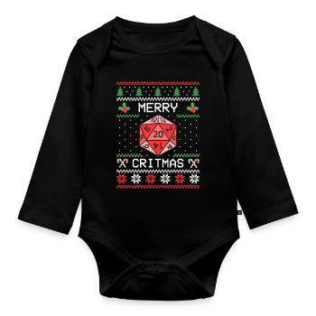 Frohe Critmas II – Hässliches Weihnachten - Baby Bio-Langarm-Body - Schwarz - Vorne