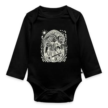 Moonlight Forest Magic Circle - Organic Longsleeve Baby Bodysuit - black - Front