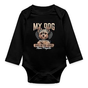 Yorkshire Terrier Yorkie Dog Breed - Organic Longsleeve Baby Bodysuit - black - Front