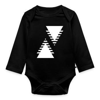 geometric triangles design - Organic Longsleeve Baby Bodysuit - black - Front