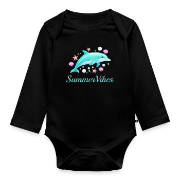 Summer Vibes - Organic Longsleeve Baby Bodysuit - black - Front