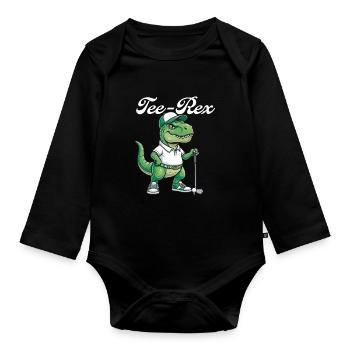 Tee Rex Dinosaur Golf Humour drôle de golfeur - Body Bébé bio manches longues - noir - Devant