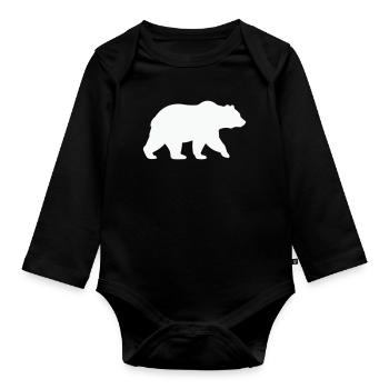 Bear - Organic Longsleeve Baby Bodysuit - black - Front