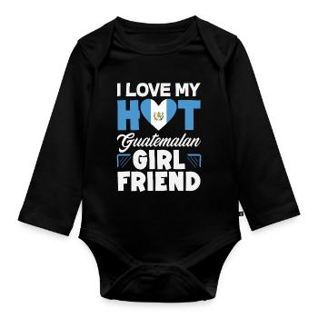 Guatemala Flag T-Shirt Pride & Home Chapín - Organic Longsleeve Baby Bodysuit - black - Front