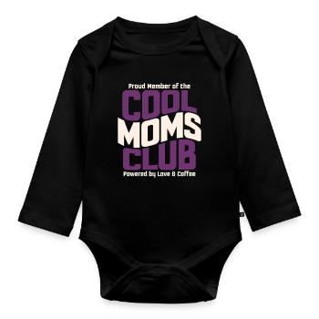 Club des mamans cool - Un cadeau des mamans pour la fête des mères - Body Bébé bio manches longues - noir - Devant