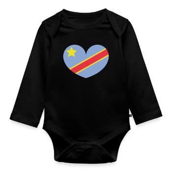 Drapeau du cœur du Congo - Body Bébé bio manches longues - noir - Devant