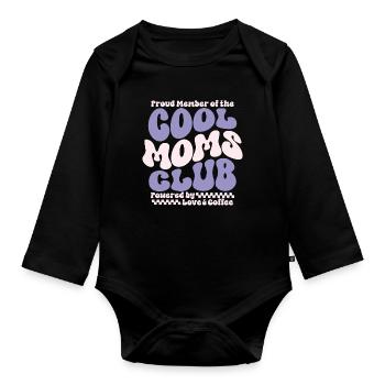Cadeau des mamans pour la fête des mères - Club des mamans cool - Body Bébé bio manches longues - noir - Devant