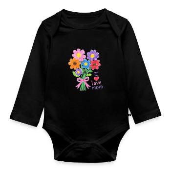 Bleistiftstrauß für Mama - Baby Bio-Langarm-Body - Schwarz - Vorne