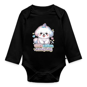 Cotton Candy Dog - cute Bichon Frisé dog Design - Baby Bio-Langarm-Body - Schwarz - Vorne