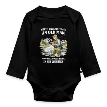 Vintage Grandfather Gift Peach Humor - Organic Longsleeve Baby Bodysuit - black - Front