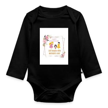 Mother's Love Blumenrahmen - Baby Bio-Langarm-Body - Schwarz - Vorne