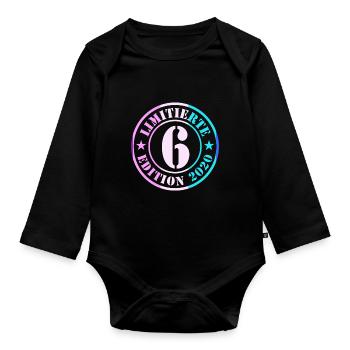 6th Birthday Boy Girl - Organic Longsleeve Baby Bodysuit - black - Front