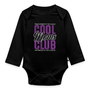 Club des mamans cool - Un cadeau des mamans pour la fête des mères - Body Bébé bio manches longues - noir - Devant