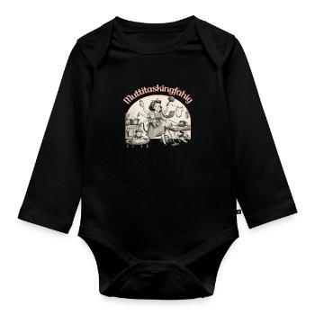 Multitasking? Nein. Muttitasking - Chaos? Läuft! - Baby Bio-Langarm-Body - Schwarz - Vorne
