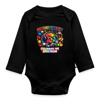 Neurodiversität Autismus Stars Kind - Baby Bio-Langarm-Body - Schwarz - Vorne