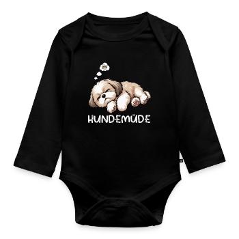 Hundemüde Shih tzu Shih tzus Shih tzu Besitzer  - Baby Bio-Langarm-Body - Schwarz - Vorne