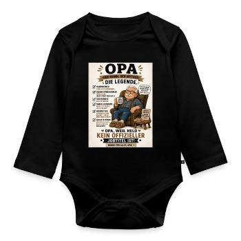 Opa Legende Der Mythos Shirt - Baby Bio-Langarm-Body - Schwarz - Vorne