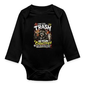 Raccoon Treasure Rocker - Baby Bio-Langarm-Body - Schwarz - Vorne