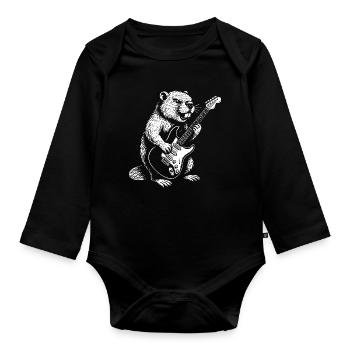 Beaver Guitar Hero - Organic Longsleeve Baby Bodysuit - black - Front