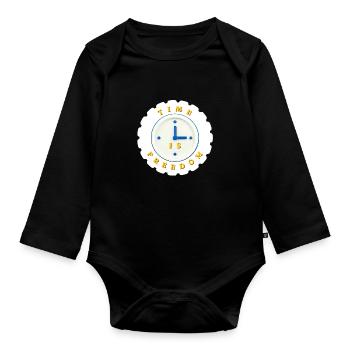 Time is freedom - Organic Longsleeve Baby Bodysuit - black - Front