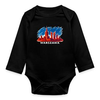 Warschau Skyline Kunst – Warszawa Silhouette - Baby Bio-Langarm-Body - Schwarz - Vorne