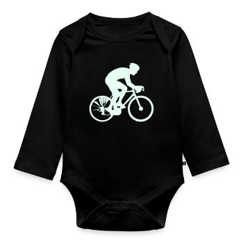Radfahrer Silhouette Mint - Baby Bio-Langarm-Body - Schwarz - Vorne