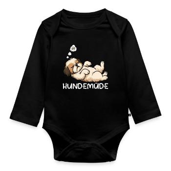 Hundemüde Shih tzu Shih tzus Shih tzu Besitzer  - Baby Bio-Langarm-Body - Schwarz - Vorne
