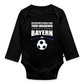 Treu ergebener Bayern Fan Geschenk | Vintage Look - Baby Bio-Langarm-Body - Schwarz - Vorne