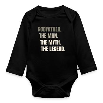 Die Legende des Menschenmythos — Kühne Typografie - Baby Bio-Langarm-Body - Schwarz - Vorne