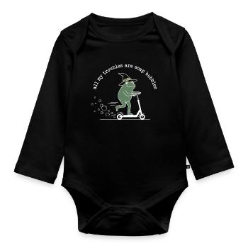 All My Troubles Are Soap Bubbles - Organic Longsleeve Baby Bodysuit - black - Front