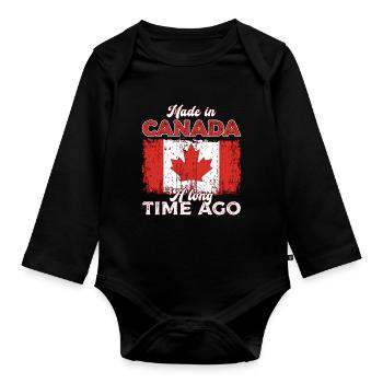 Made In Canada A Long Time Ago Canadian Roots - Organic Longsleeve Baby Bodysuit - black - Front