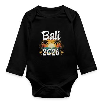 Bali 2026 - Organic Longsleeve Baby Bodysuit - black - Front