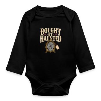 Haunted mirror, cursed mirror spirit in the mirror, - Organic Longsleeve Baby Bodysuit - black - Front