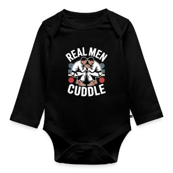 Real Men Cuddle Brazilian Jiu Jitsu MMA Judo BJJ - Baby Bio-Langarm-Body - Schwarz - Vorne