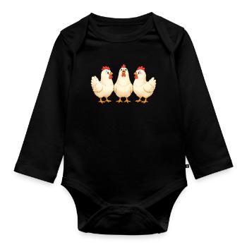 Poulets - Body Bébé bio manches longues - noir - Devant