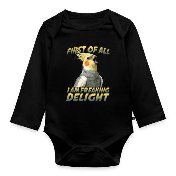 Cockatiel Bird Humor Cockatiel Parrot Bird - Organic Longsleeve Baby Bodysuit - black - Front